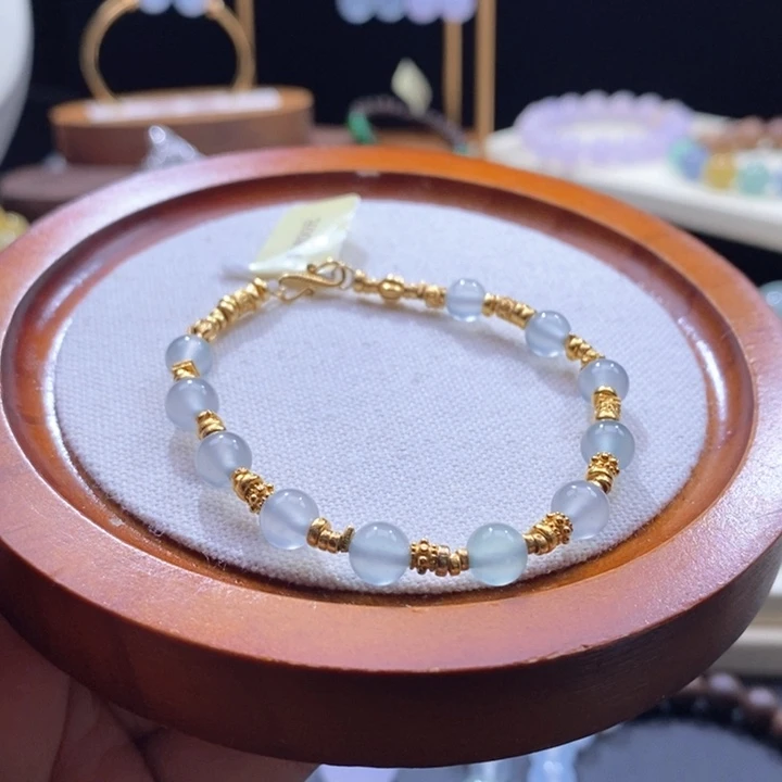 翡翠18K金镶嵌颈饰翡翠高冰珠盘缠手链