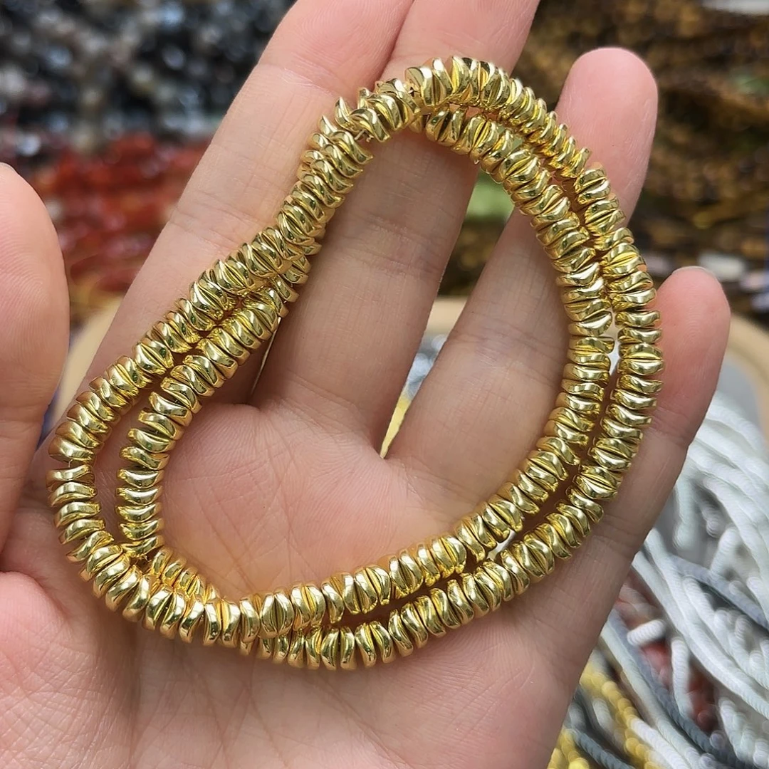 未镶嵌玛瑙/玉髓珠宝半成品卡六金色波浪隔片一条