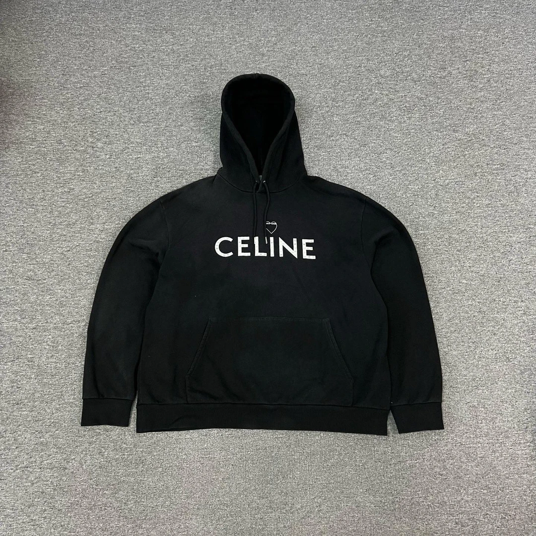 95新 Celine/思琳 黑色 情人节限定 连帽卫衣 铆钉 M码