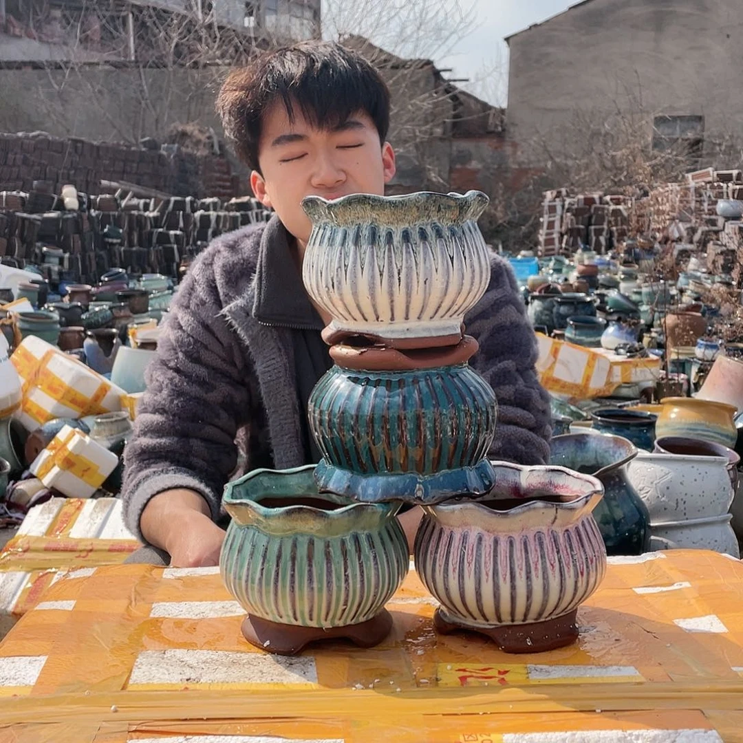 宜兴紫砂粗陶花盆