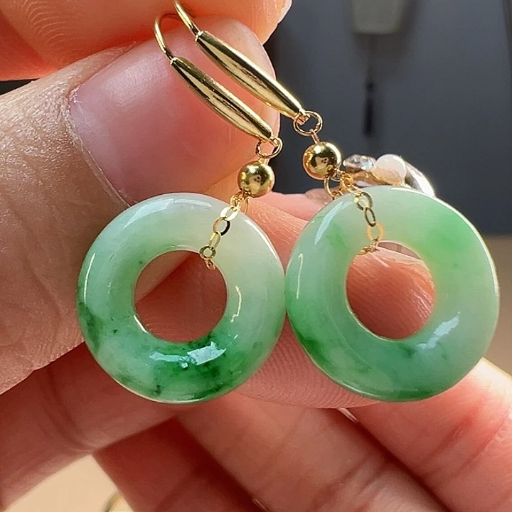 翡翠耳饰18K金镶嵌耳饰