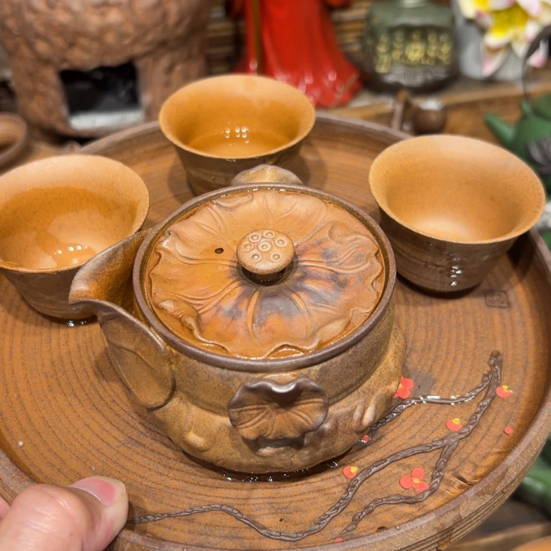 复古风格老陶泥系列茶盘茶具