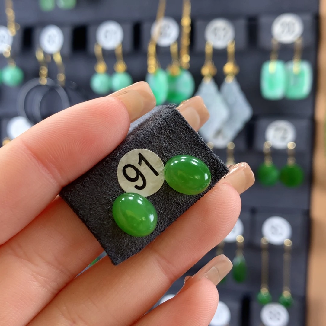 和田玉耳饰18K金镶嵌雪*