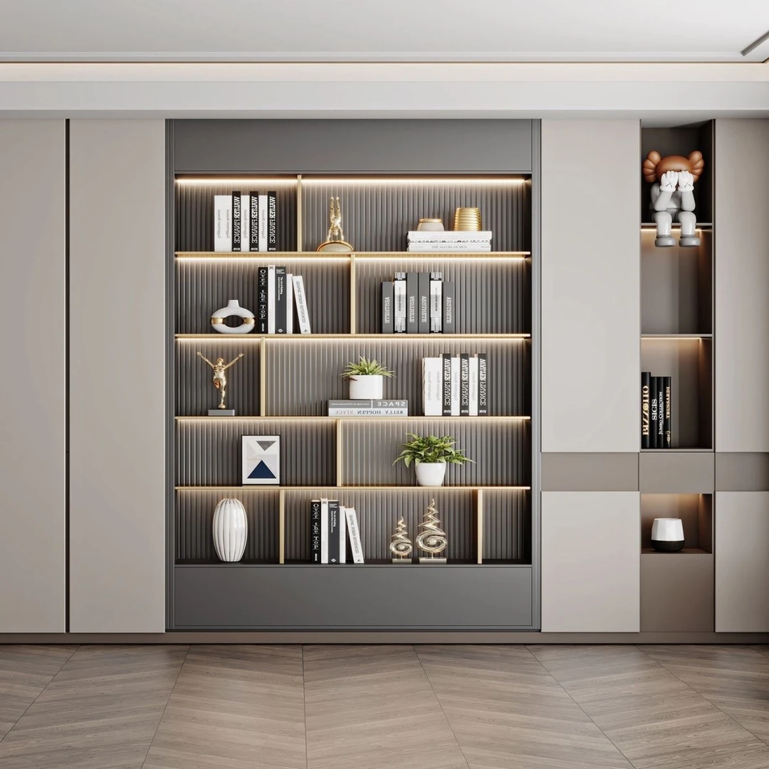 2025新款仿真书柜书架知识分享口播专用3d立体直播背景布置挂布