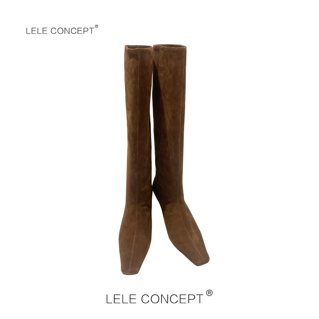 LELE CONCEPT｜新款英伦风都市轻奢优雅小跟宽筒长靴X0141