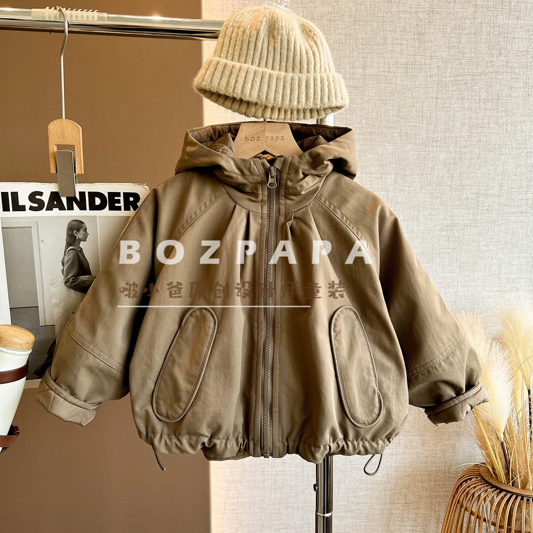 啵小爸【糖霜森林】2025冬季新款男童百搭休闲百搭连帽夹棉拉链外套