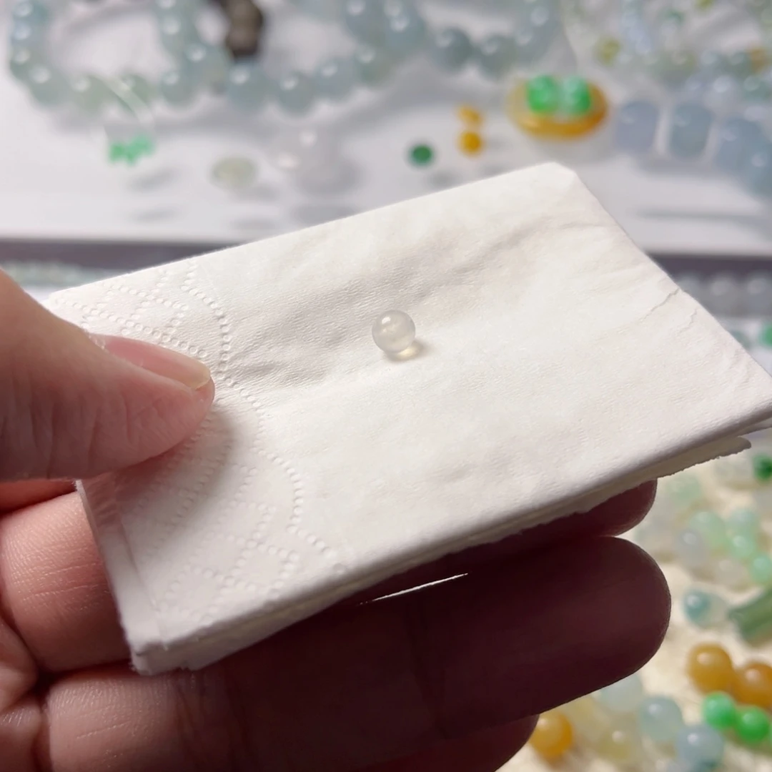 翡翠散珠阿*天然缅甸A货珠子4.9mm