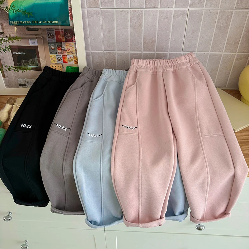 【主播推荐】儿童春季新款刺绣拼接香蕉裤男女宝休闲裤KZ25105