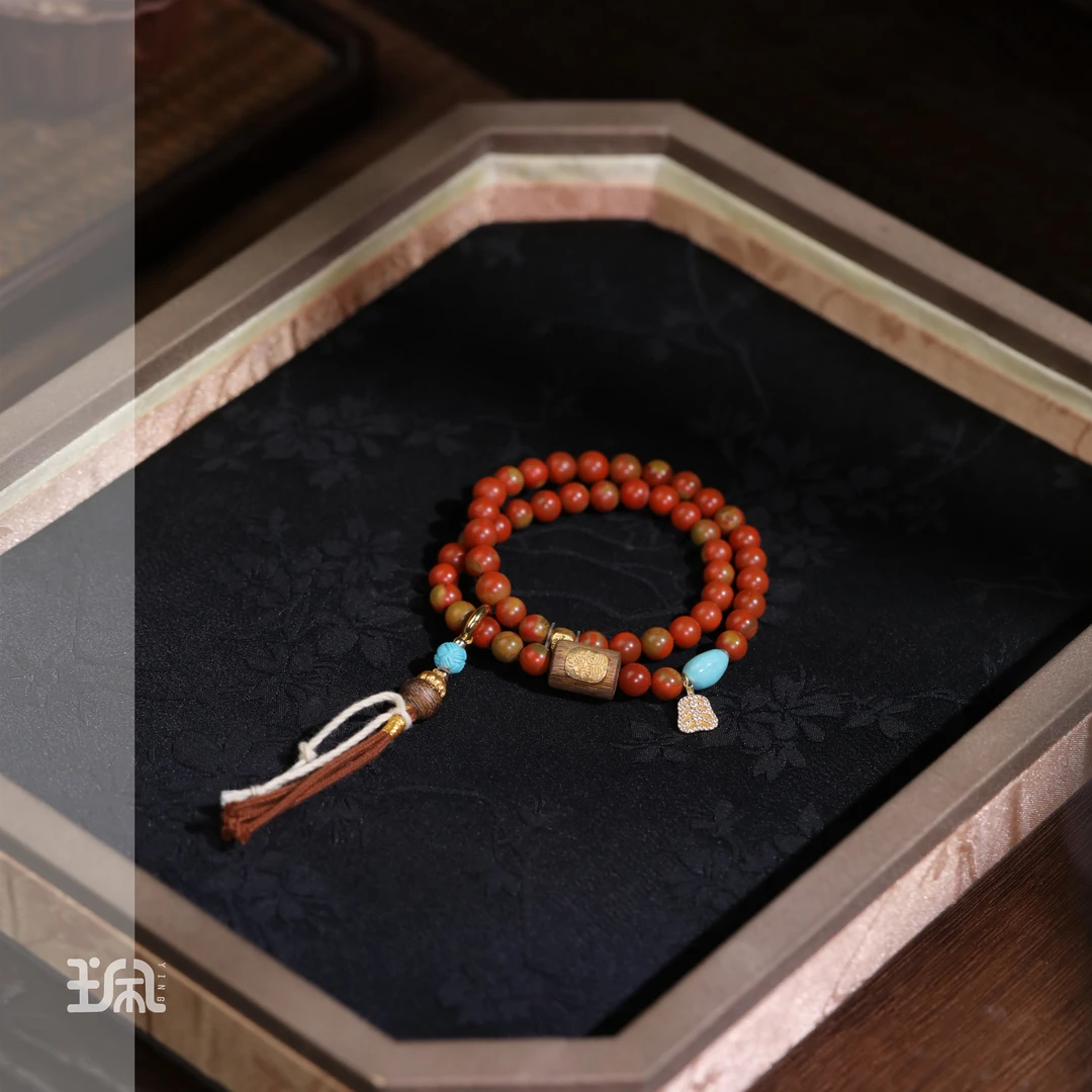 兰潇|南红*手串*18K金镶嵌CYC25021303多样性发其一