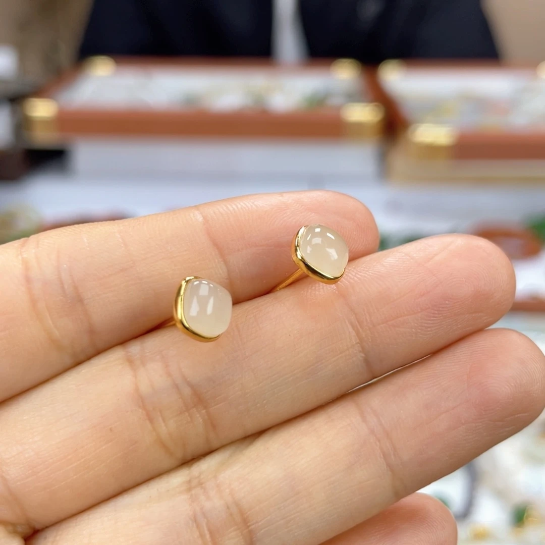 银S925镶嵌和田玉耳饰卡7