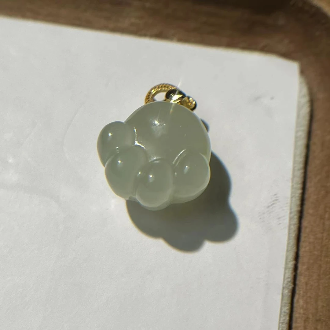 冰晴底和田玉猫爪吊坠S925 KT24060406