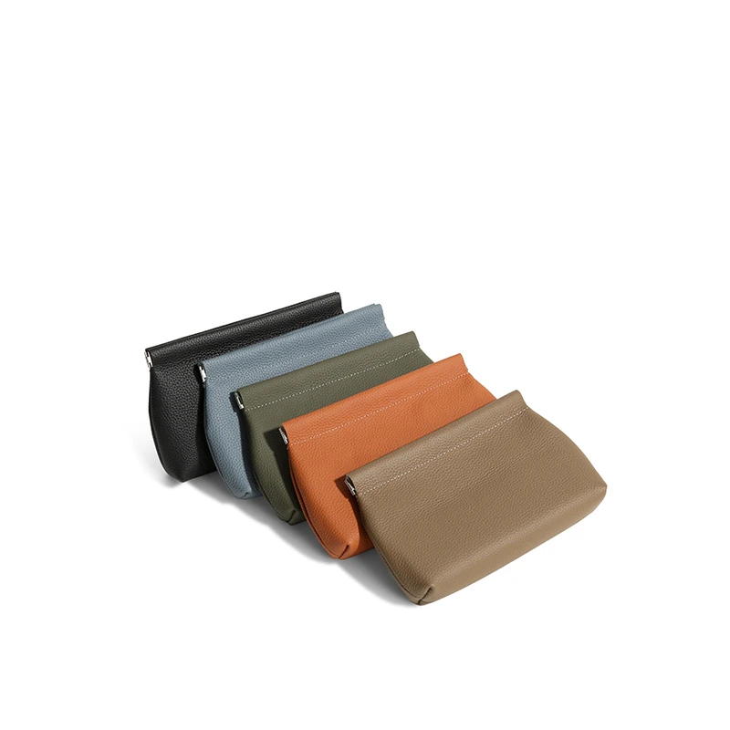 头层牛皮磁吸开合收纳包化妆包 8029