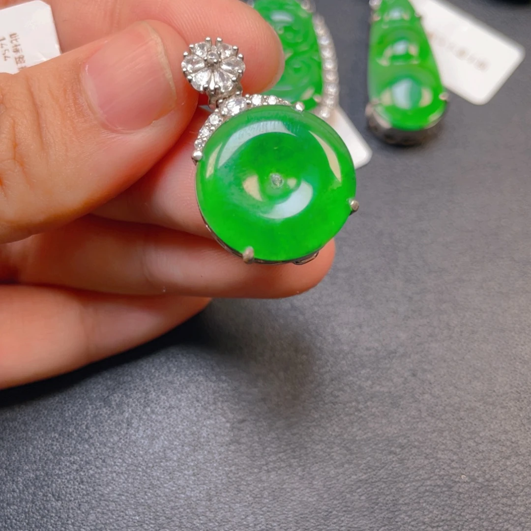 翡翠银S925镶嵌吊坠(不含链)