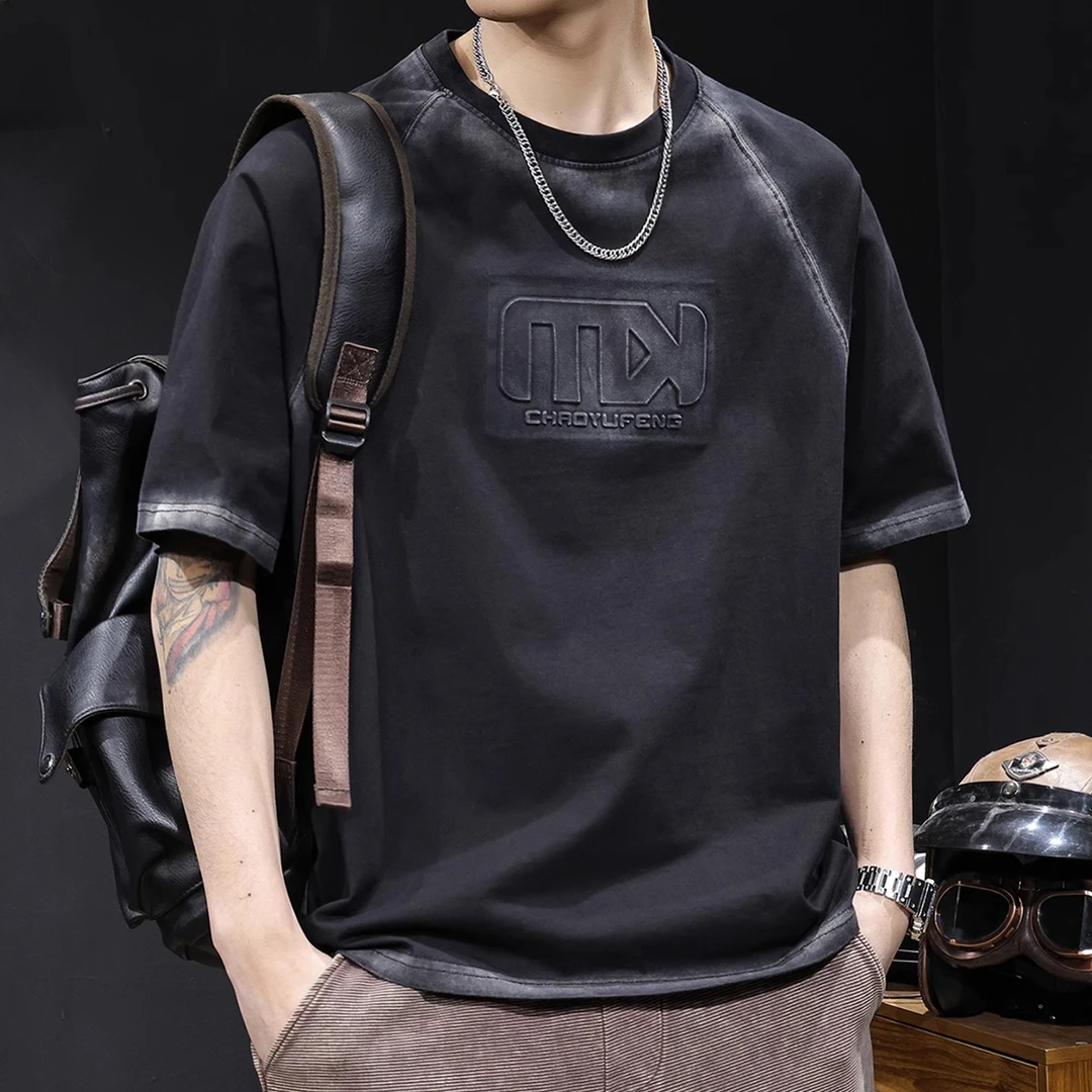 U&PURA重磅潮流百搭短袖T恤男款新款夏季衣服半袖高端美式复古t恤