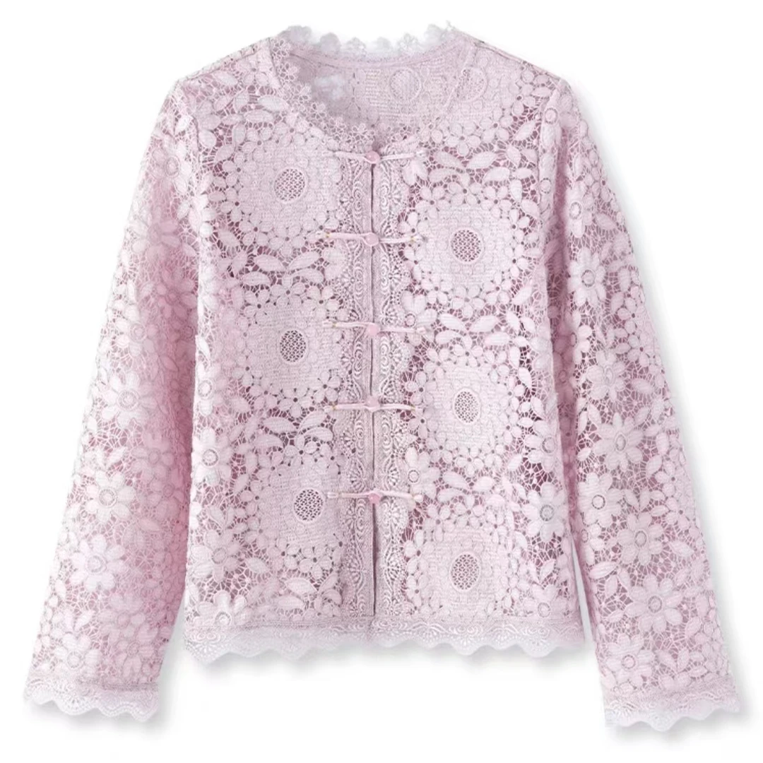 26112525【樱花心情】手工立体蕾丝精致优雅外套