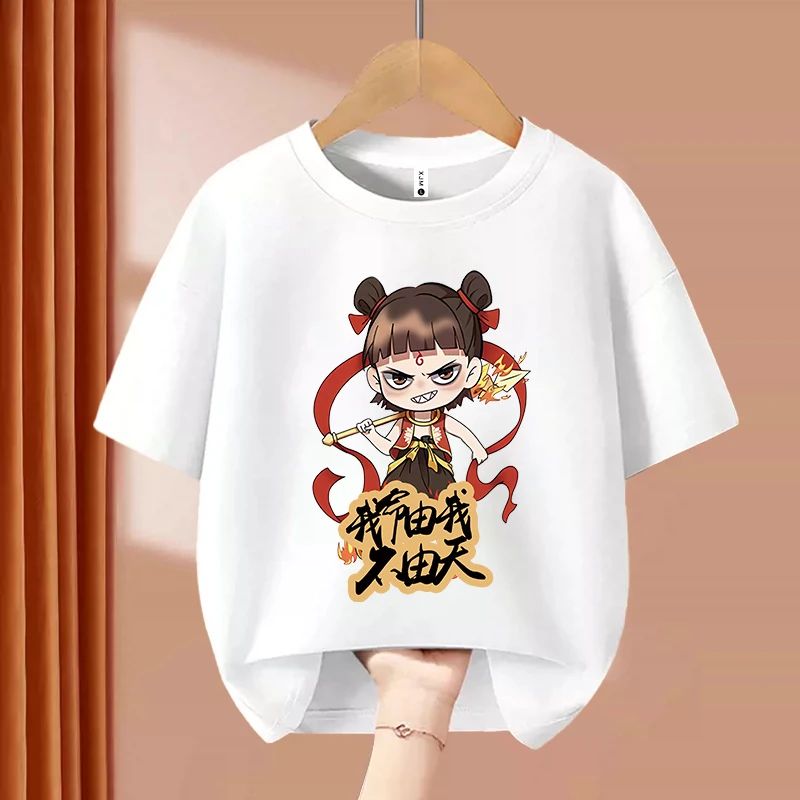 哪吒版我命由我不由天喜居麦圆领百搭衣服纯棉短袖T恤儿童夏季