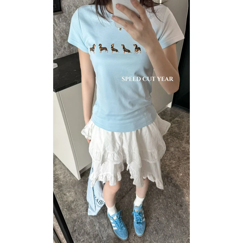 0376【夏季新款】一排狗狗圆领短袖（39137）