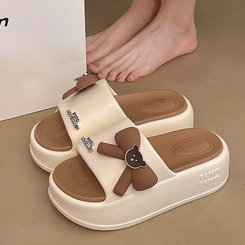 时尚蝴蝶结凉拖鞋女士25新款夏季防滑可爱软厚底增高轻便外穿拖鞋