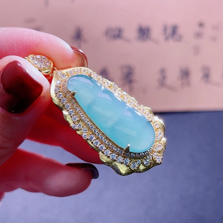 翡翠吊坠(不含链)银S925镶嵌