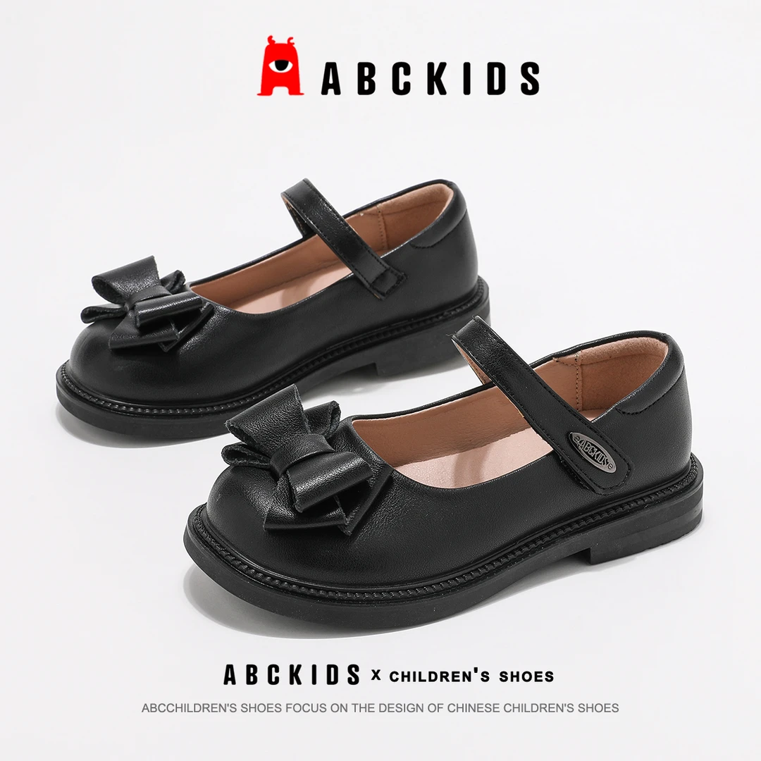 Abckids【安丽】2025新黑色小皮鞋演出鞋英伦风公主鞋SY513603008AX
