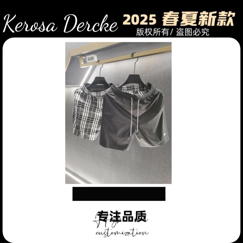 Kerosa Dercke【青风专属-88810】25年新款格子休闲男士短裤双面穿