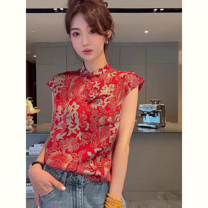 新中式国风女装盘扣上衣2025夏季新款高级感复古衣服衣服唐装小衫