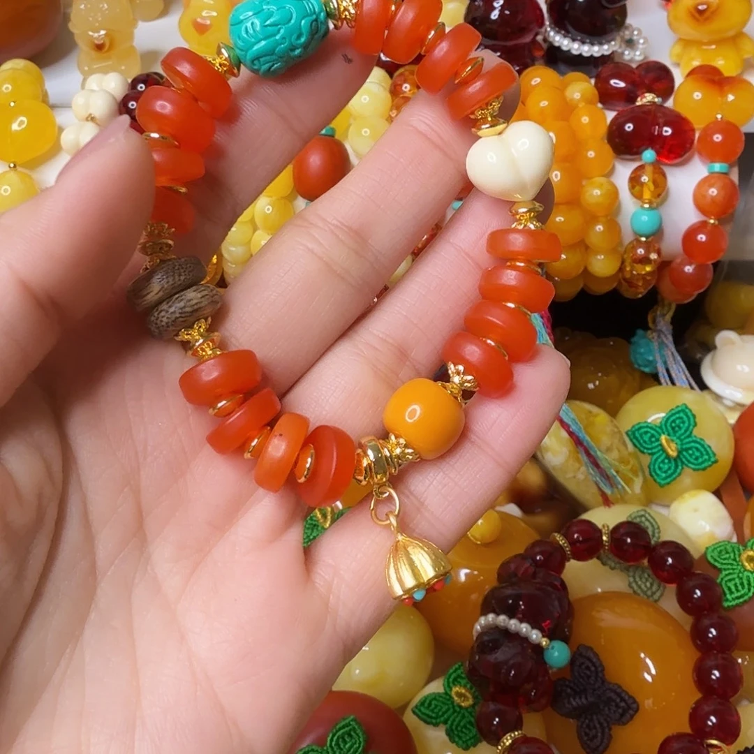 常***静非金属老蜡直切手串