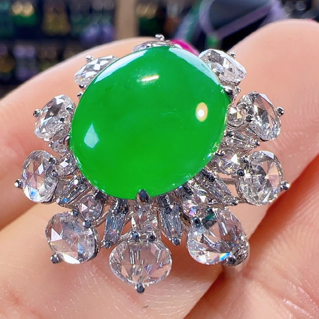 翡翠18K金镶嵌戒指签收后24小时鉴赏期