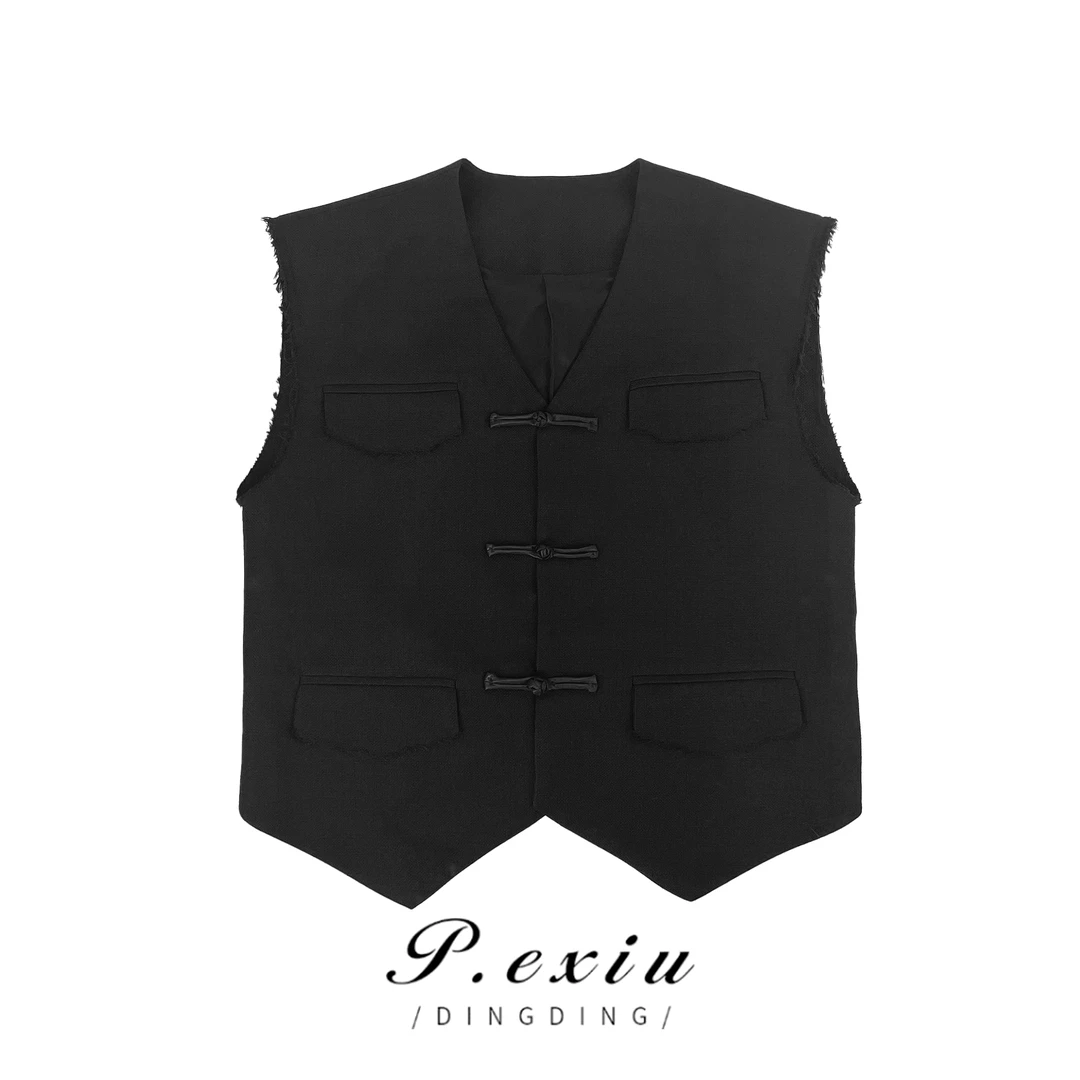 中国风盘扣设计感宽松休闲百搭马甲 Z8183