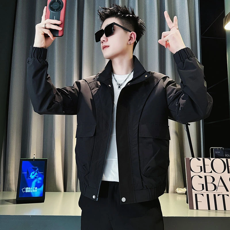 高级感立领夹克男士春秋季潮牌男装2025新款爆款休闲痞帅上衣外套