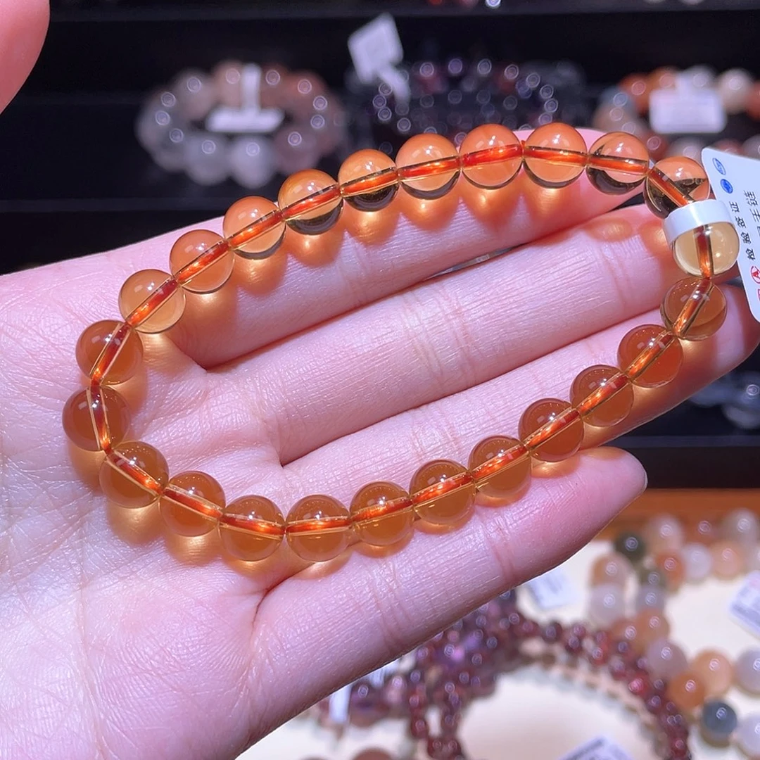 水晶手链未镶嵌S**n黄水晶手链，晶体通透