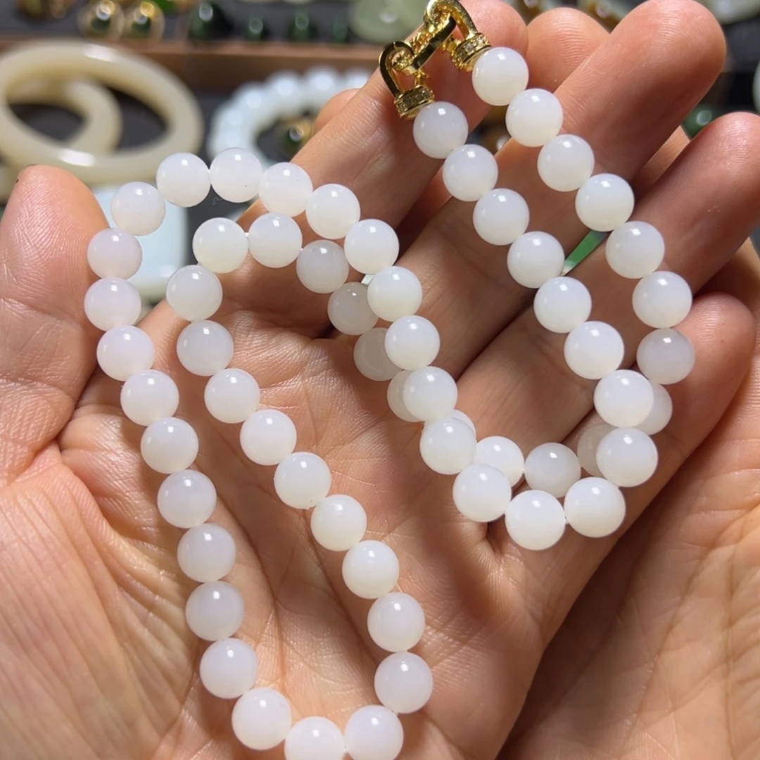 和田玉银S925镶嵌项链