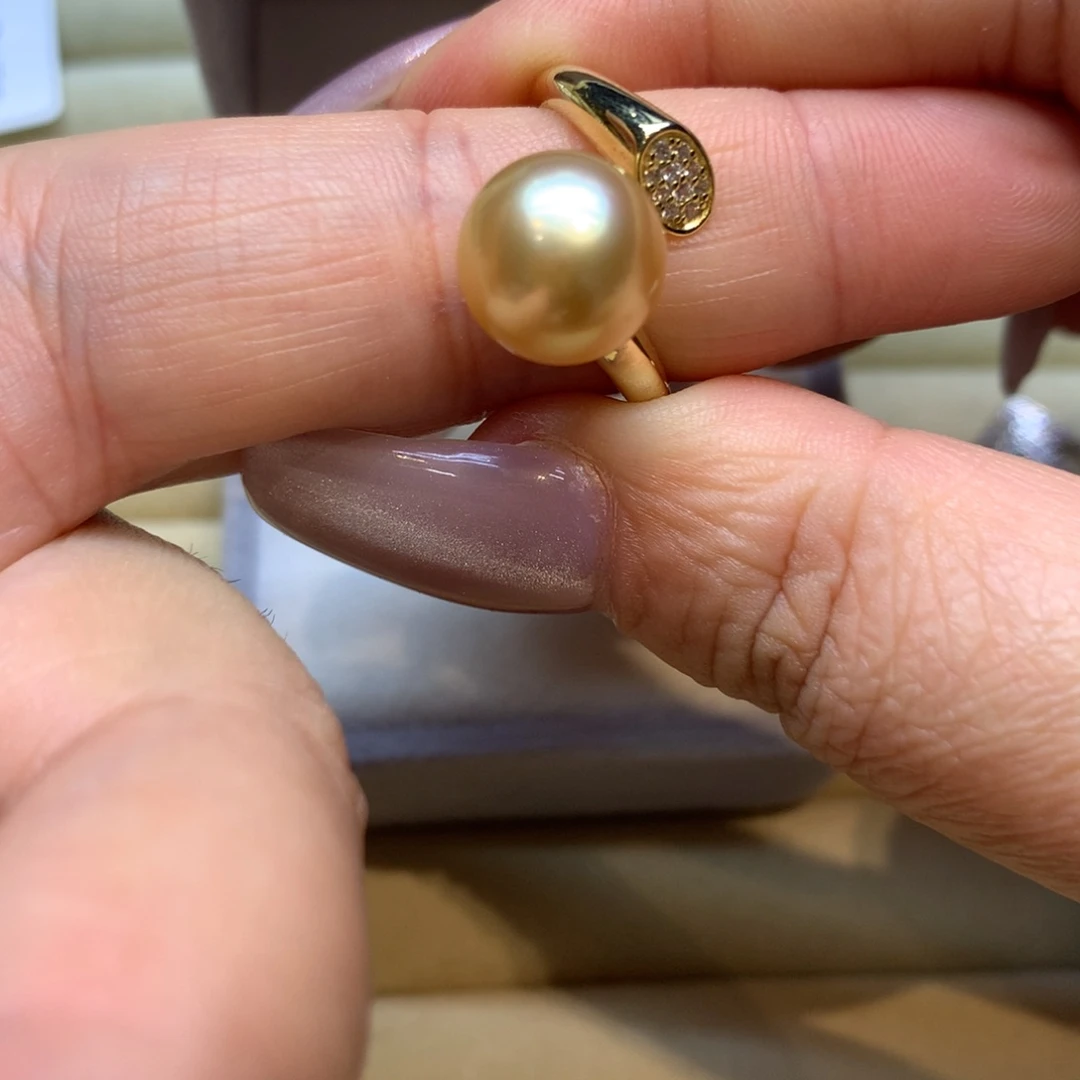 银S925镶嵌戒指海水珍珠