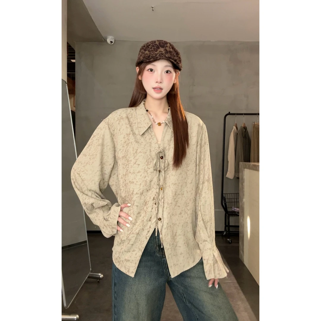 VGVL上衣秋季新款小众洋气开叉显高衬衫女