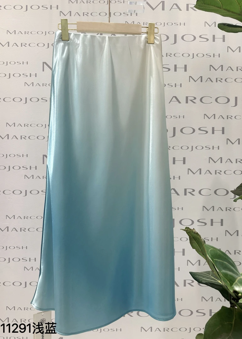 时尚气质醋酸渐变半身裙夏季2025新款高腰显瘦半裙11291