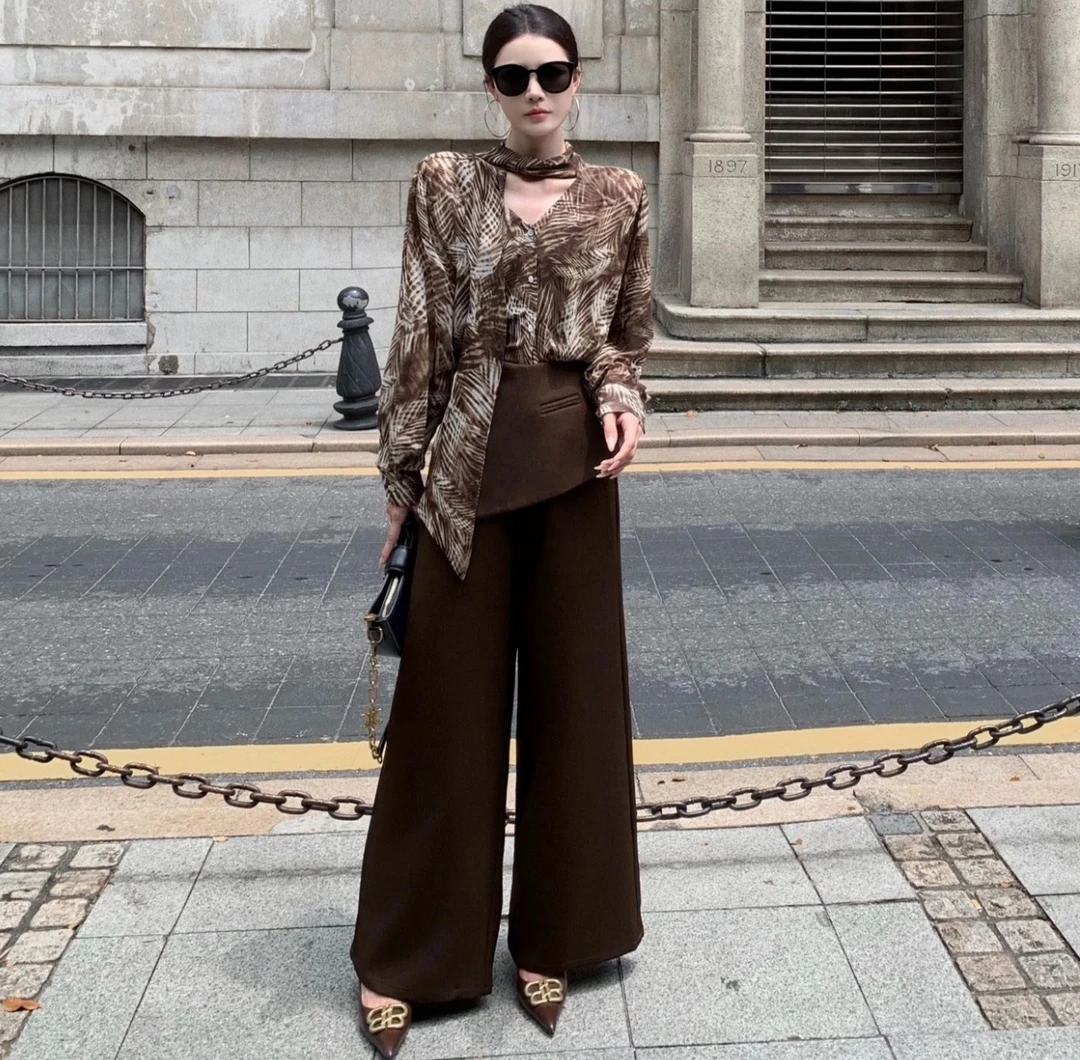 【现货运费险】高级感慵懒知性ins洋气小众衬衫➕裤子套装