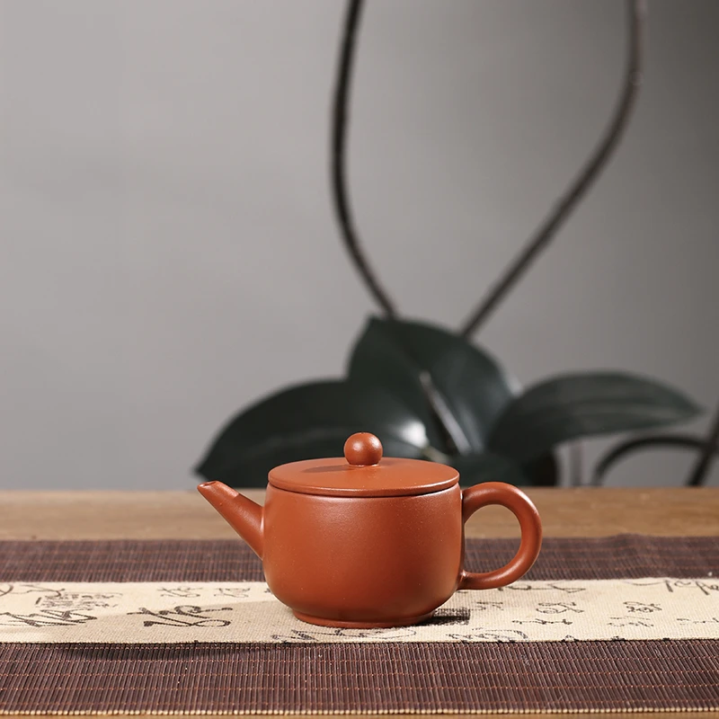 潮州功夫茶手拉壶朱泥大口汉瓦泡茶壶陶壶三杯工夫茶壶朱泥手工壶