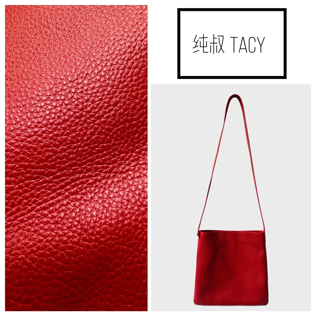 纯叔Tacy五店“番茄蛋”头层牛皮斜挎慵懒小方包单肩包斜挎包