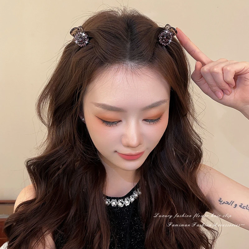 韩版迷你抓夹对夹刘海发饰公主头小抓夹捷克洋气闪钻刘海夹子前额