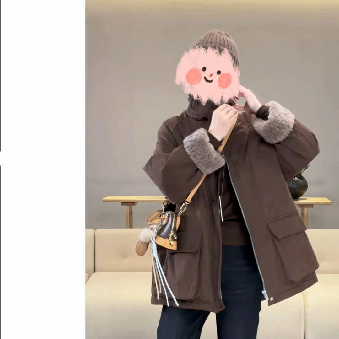 【羊羔毛领派克服】定制款白鸭绒保暖羽绒服冬季外套00127