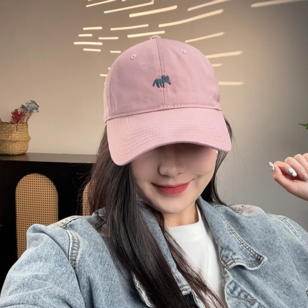 RVBLAB2025韩版小狐狸刺绣棒球帽女士休闲百搭显脸小加大加宽帽檐