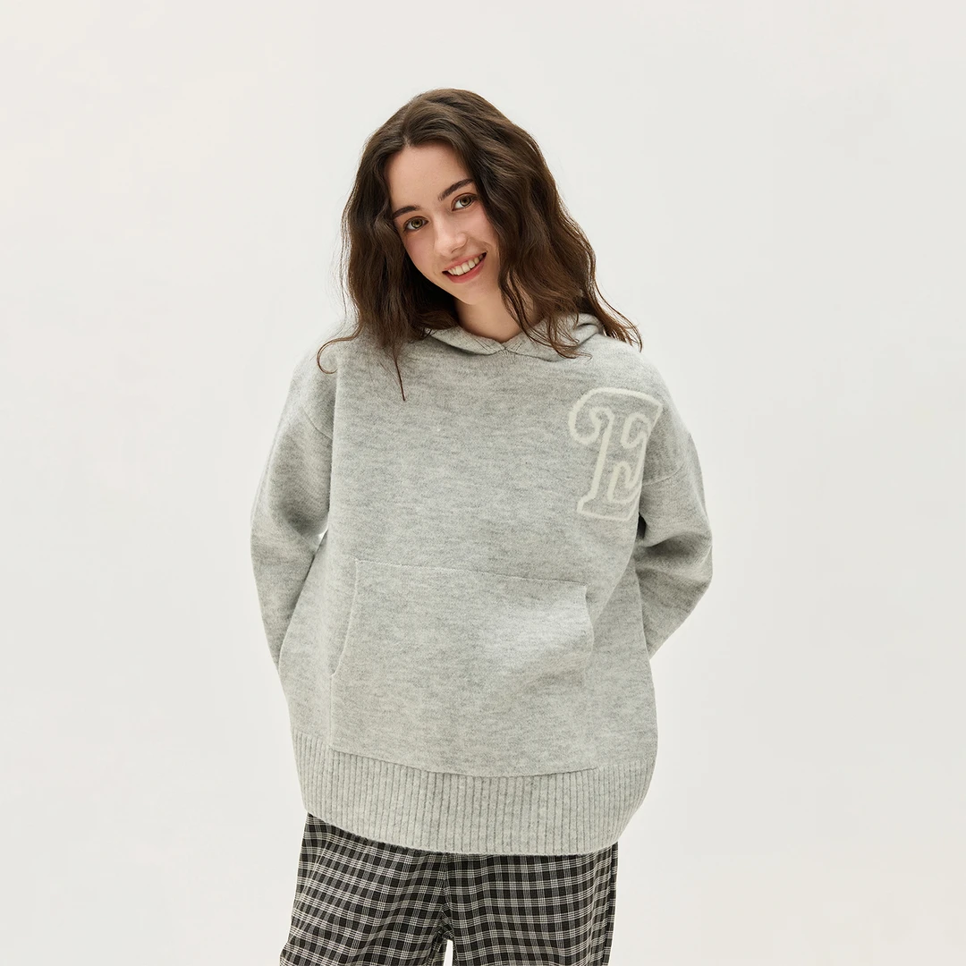 BLACK OF EXIT国潮慵懒风连帽宽松毛衣男女高街小众针织衫情侣款