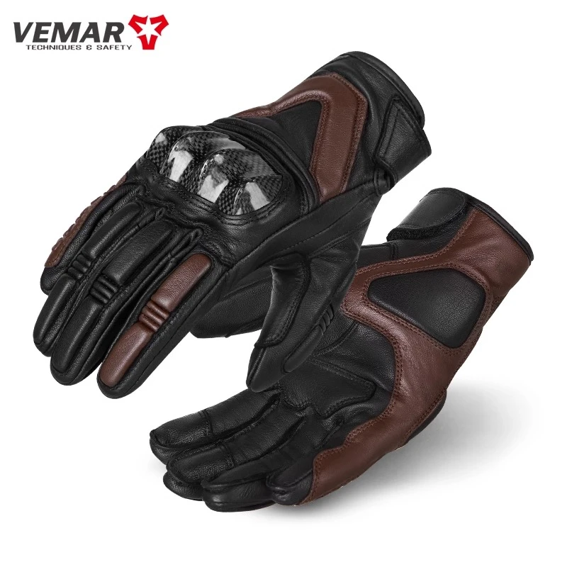 清仓捡漏摩托车骑行真皮手套碳纤维防摔四季透气复古触屏机车赛车