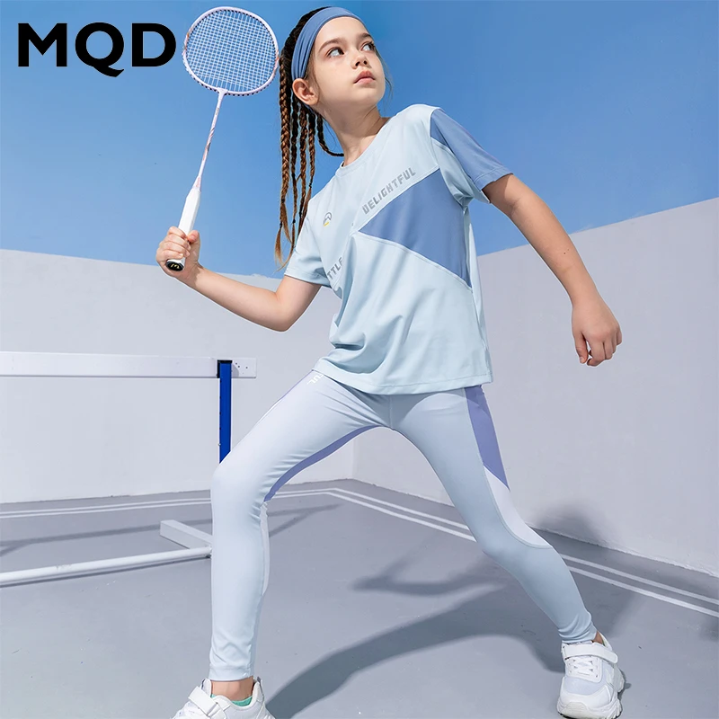 MQD女童夏季短袖T恤运动透气休闲宽松中大童圆领凉感6642T0305