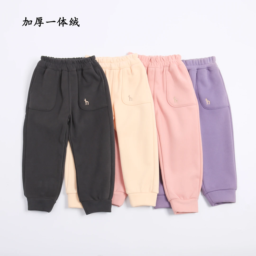 HR/HR加绒裤子男童女童秋冬加绒加厚卫裤休闲裤宝宝冬季外穿裤子