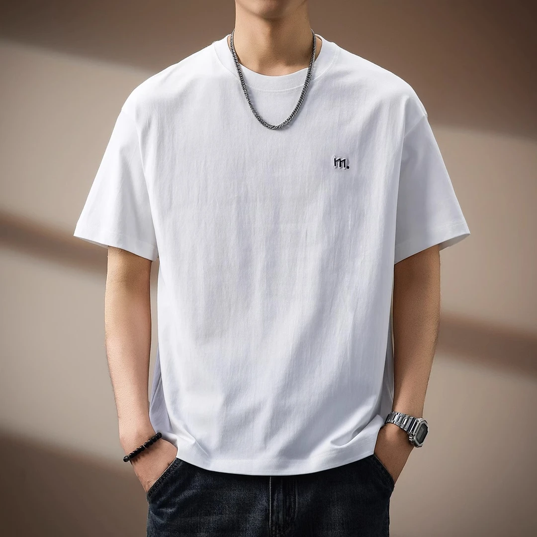 U&PURA美式简约刺绣短袖T恤男款夏季新款百搭舒适简约潮流时尚t恤