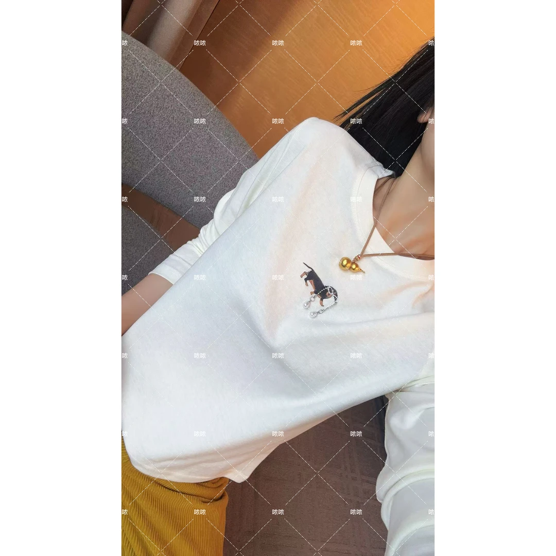 哝NONG【流苏小狗】-2025秋冬新款链条流苏小狗圆领百搭上衣0792403