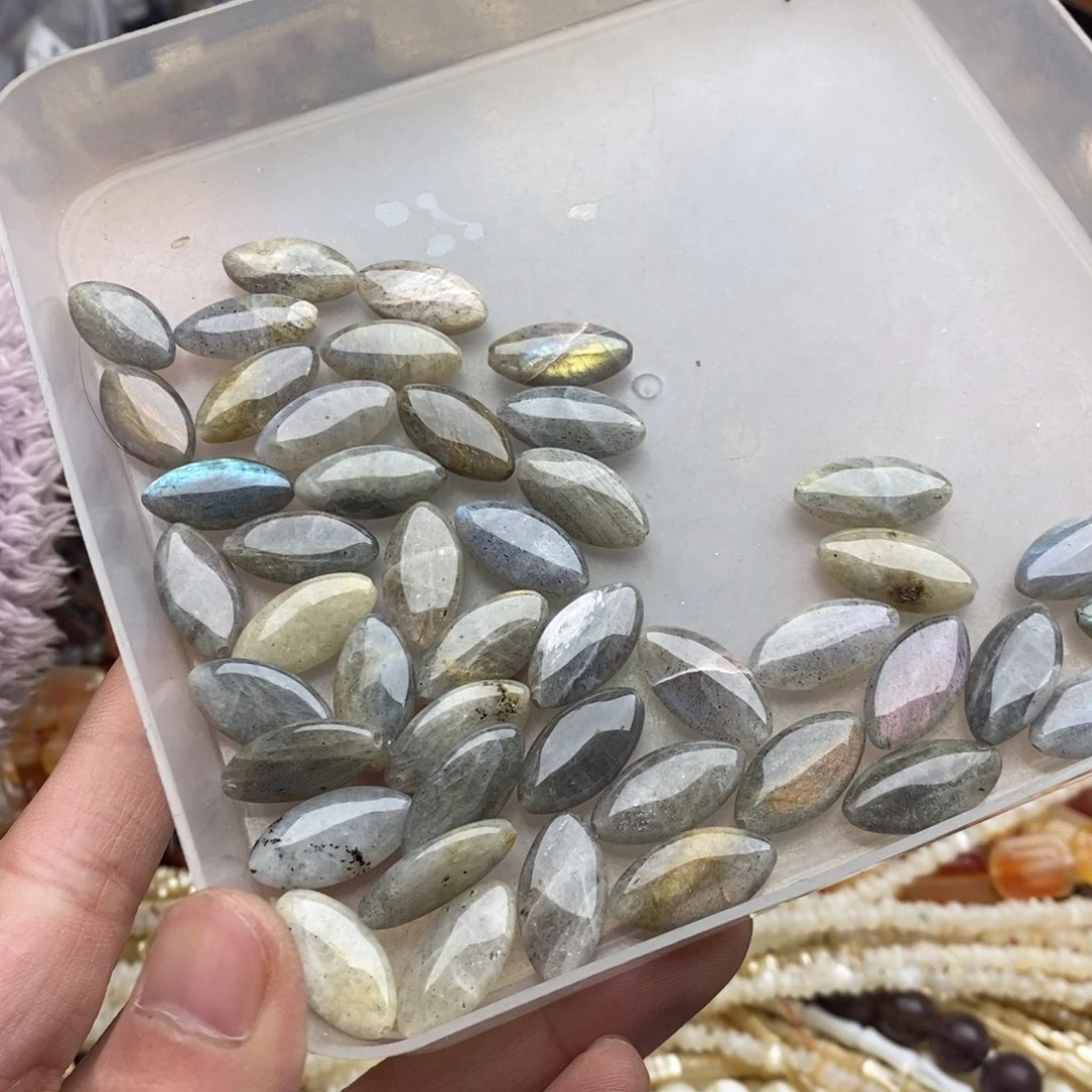 玛瑙/玉髓未镶嵌珠宝半成品六个10×20强光拉长石椭圆珠