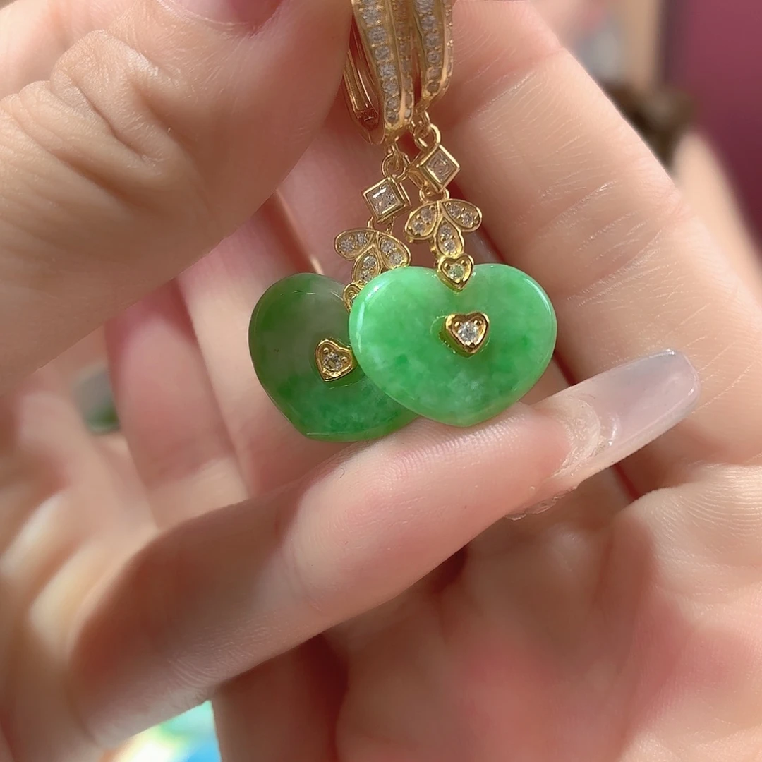 翡翠银S925镶嵌耳饰翡翠