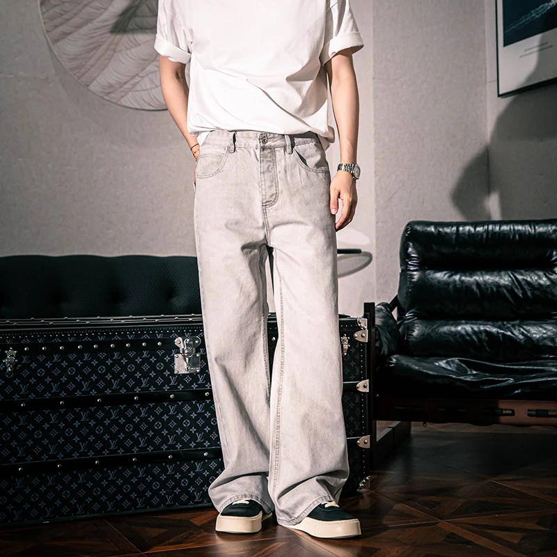 经典百搭灰色微喇牛仔裤2025年新款“绿标腰牌”cleanfit水洗工艺潮